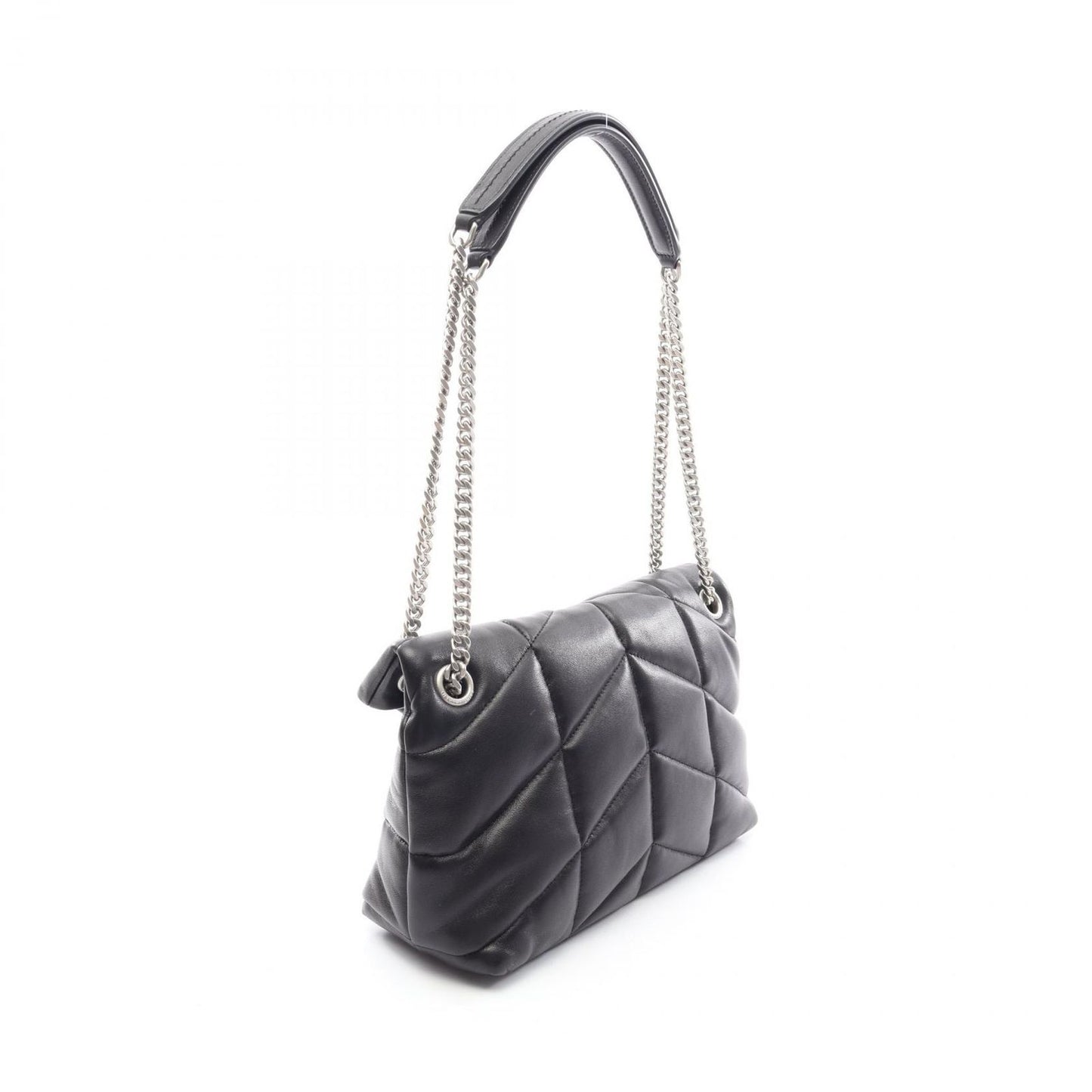 Saint Laurent Paris Shoulder Bag Lou Puffer Black Leather — view 2