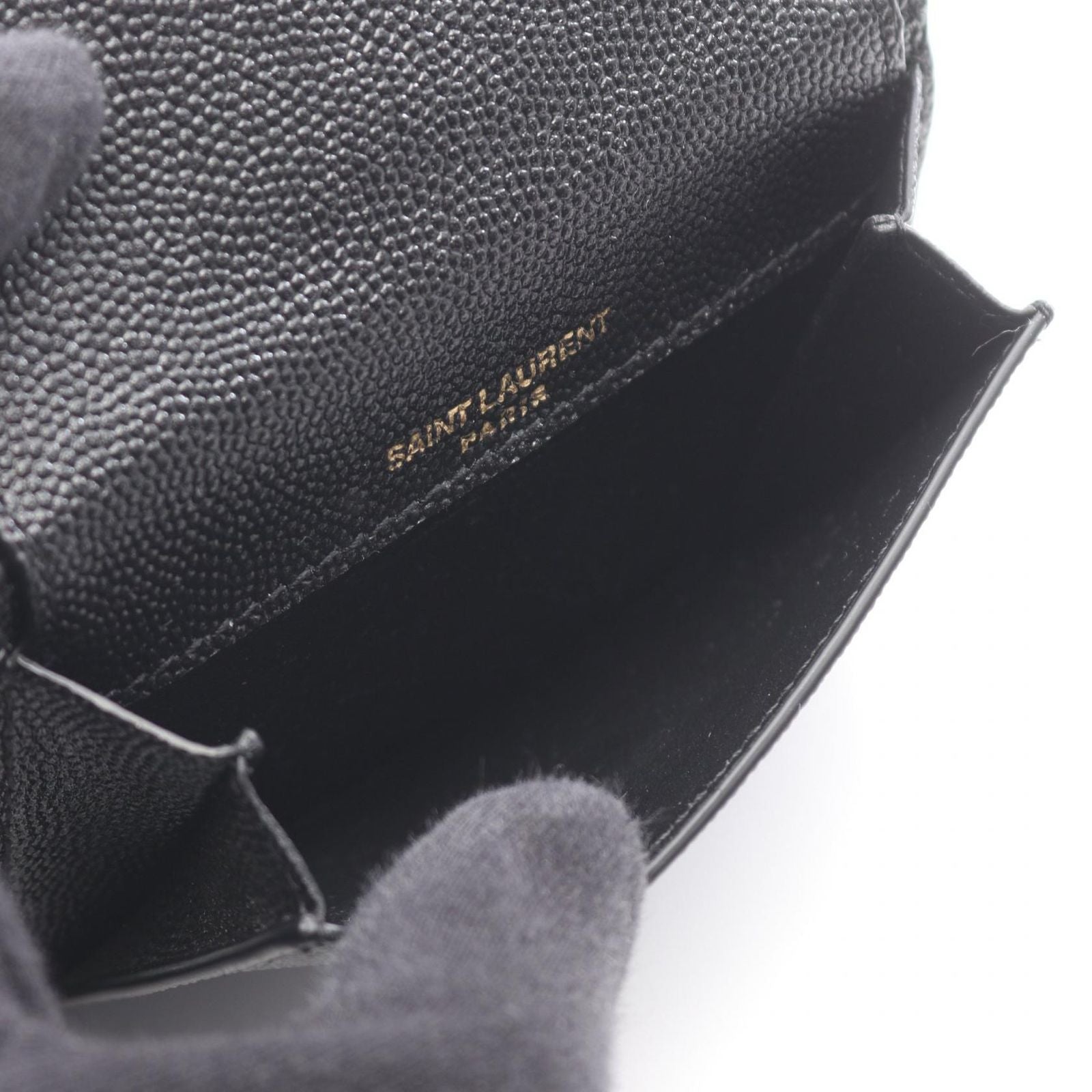 Saint Laurent Paris Card Case Cassandra Black Leather — view 3