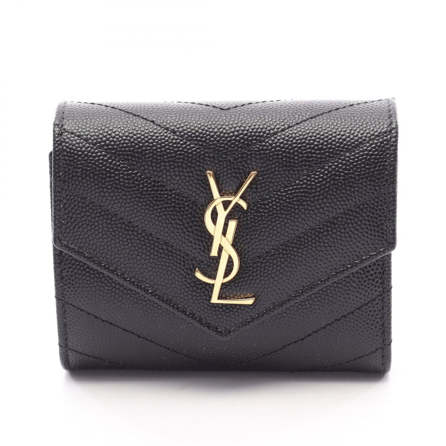 Saint Laurent Paris Trifold Wallet Cassandra Multi Fold Black Leather