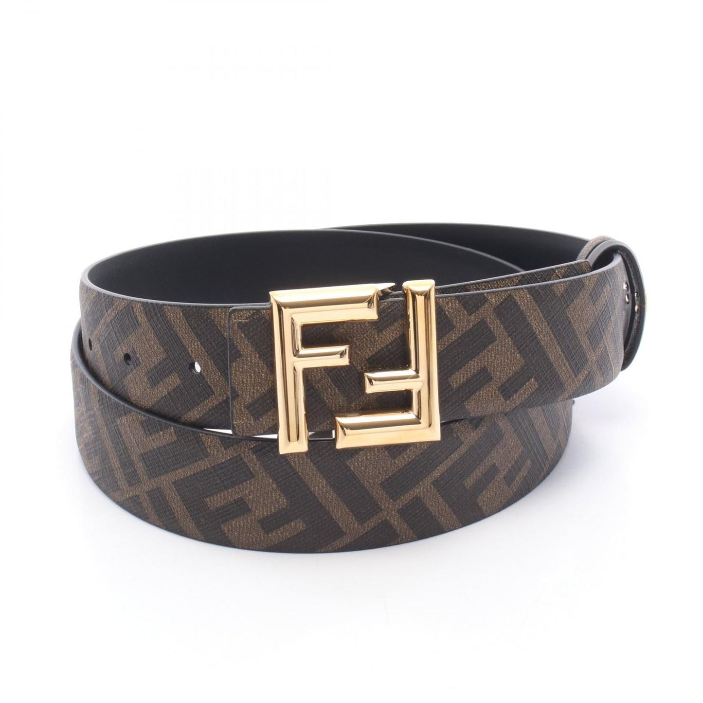 Fendi Belt FF Logo Gold Reversible Black Leather — view 5