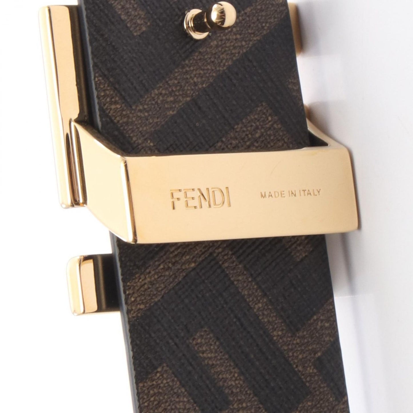 Fendi Belt FF Logo Gold Reversible Black Leather — view 4