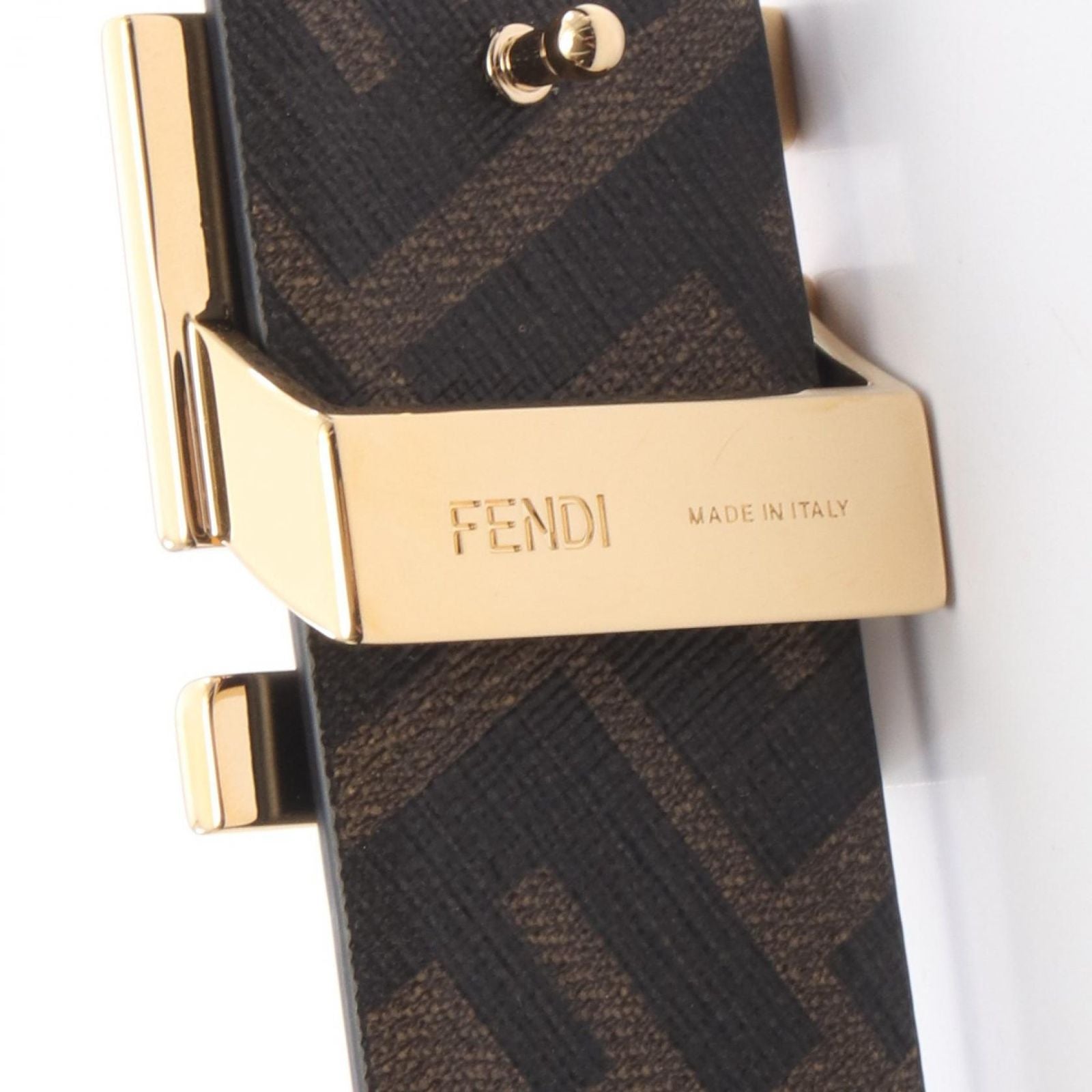 Fendi Belt FF Logo Gold Reversible Black Leather — view 4