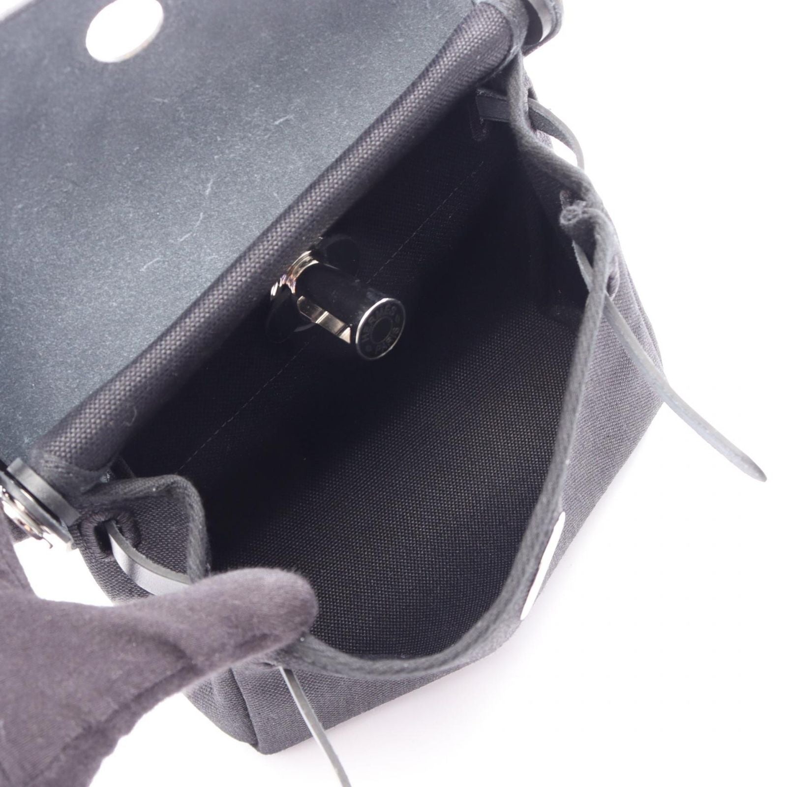 Hermes Shoulder Bag Herbag Zip Mini Black Canvas Leather — view 3