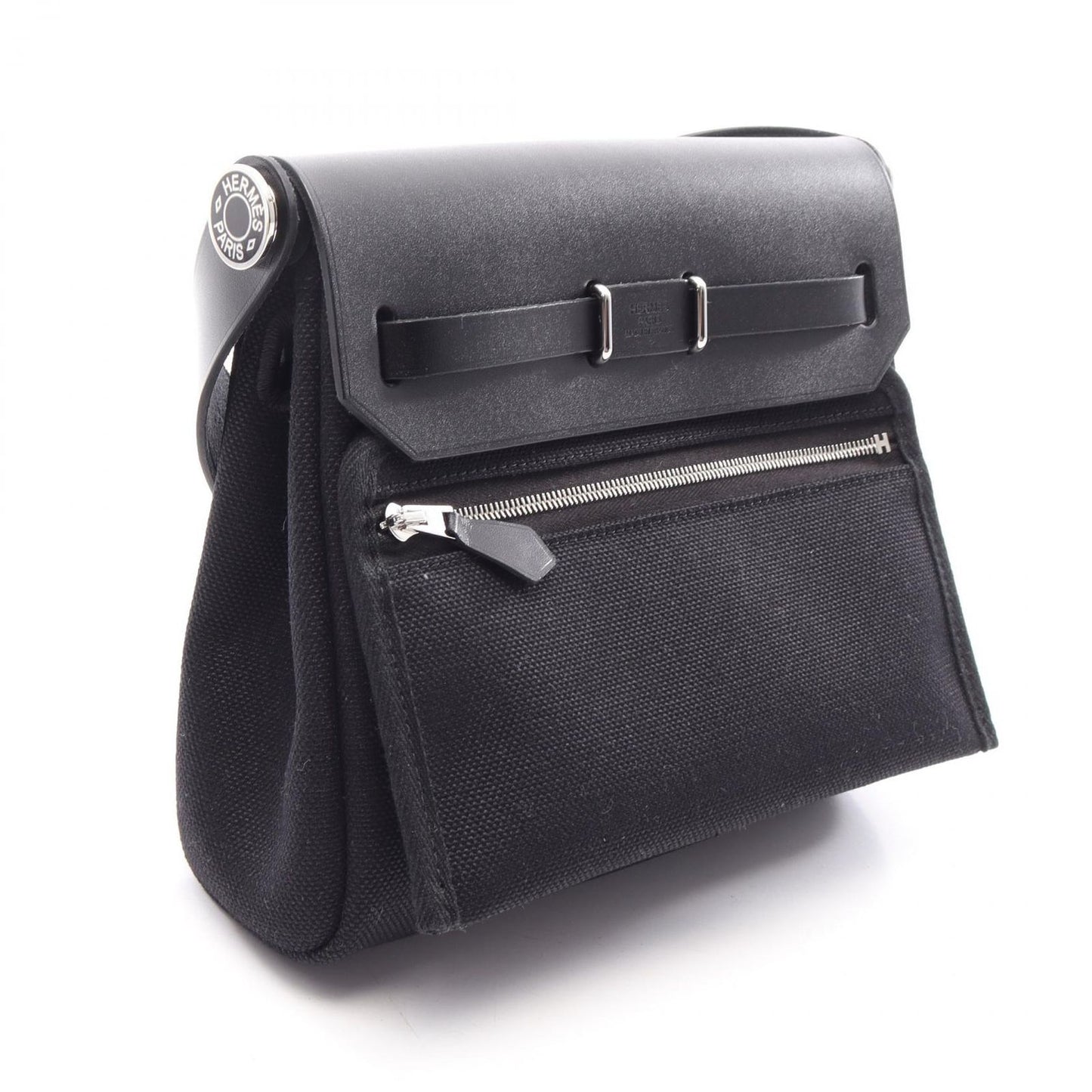 Hermes Shoulder Bag Herbag Zip Mini Black Canvas Leather — view 2