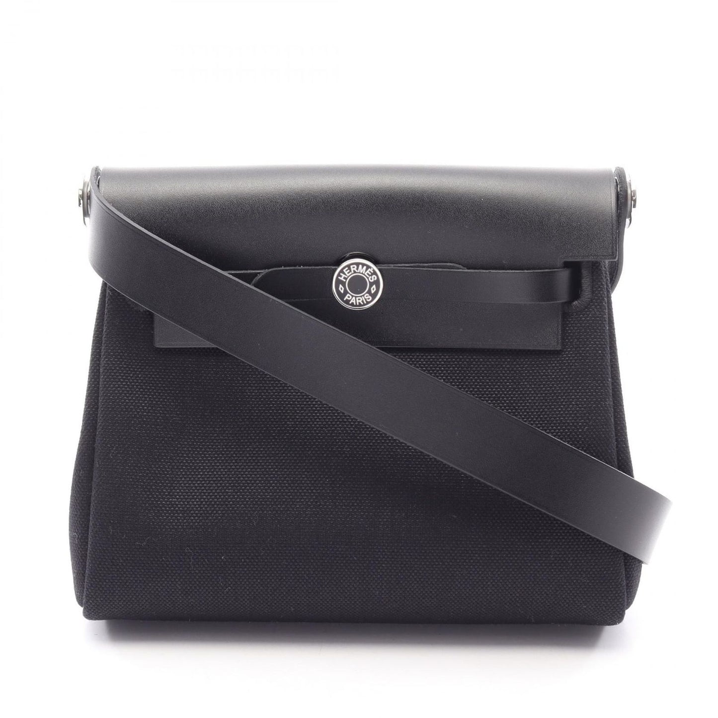 Hermes Shoulder Bag Herbag Zip Mini Black Canvas Leather