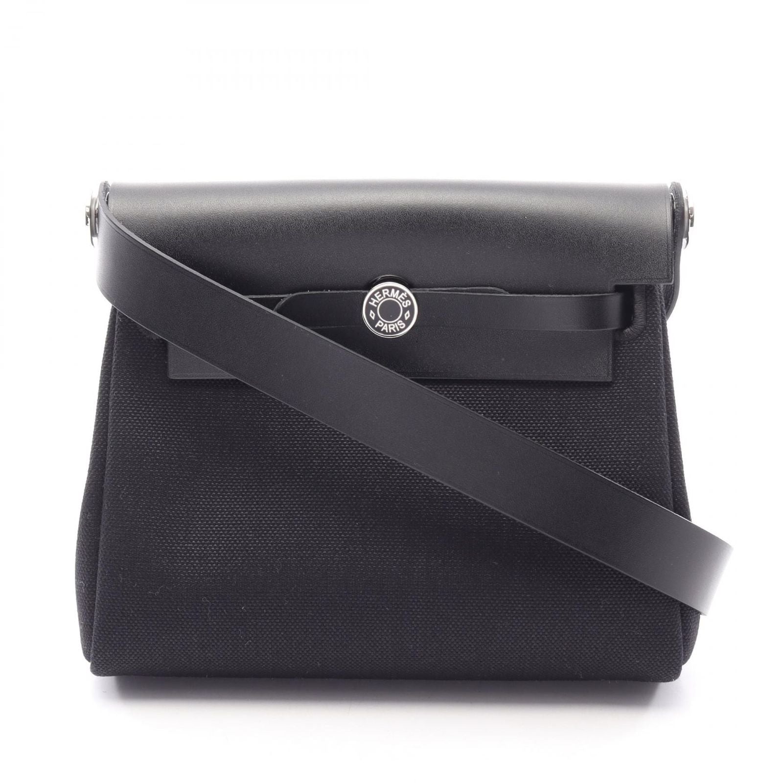 Hermes Shoulder Bag Herbag Zip Mini Black Canvas Leather