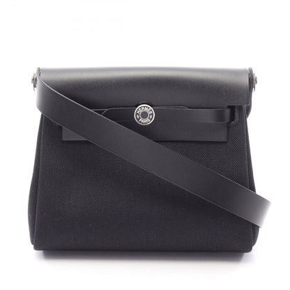 Hermes Shoulder Bag Herbag Zip Mini Black Canvas Leather