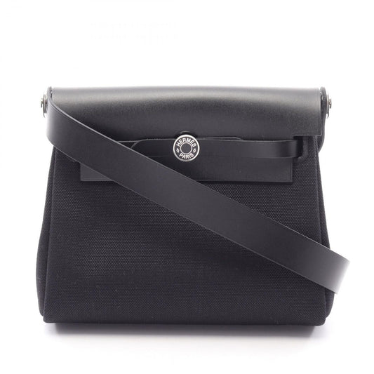 Hermes Shoulder Bag Herbag Zip Mini Black Canvas Leather