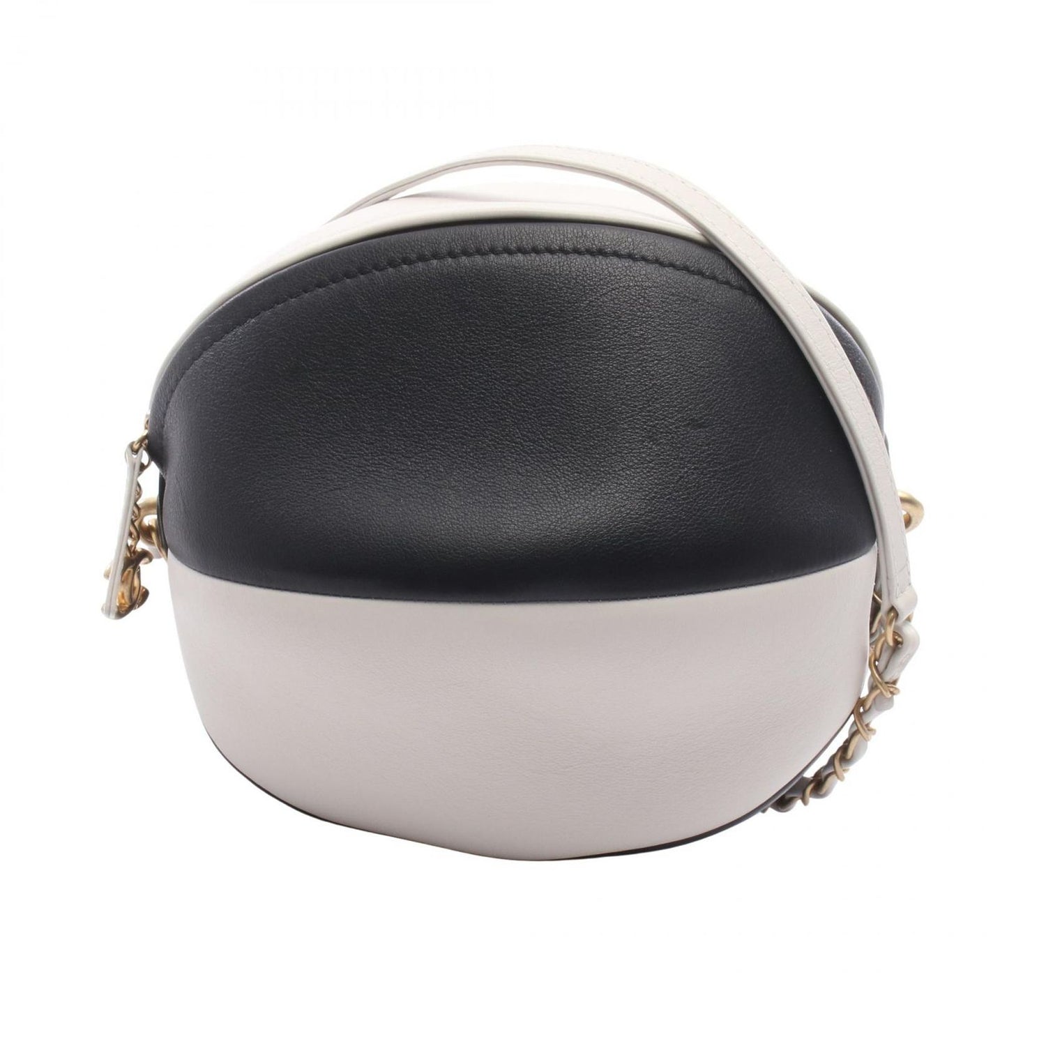 Chanel Shoulder Bag Beach Ball Black White Leather Chain