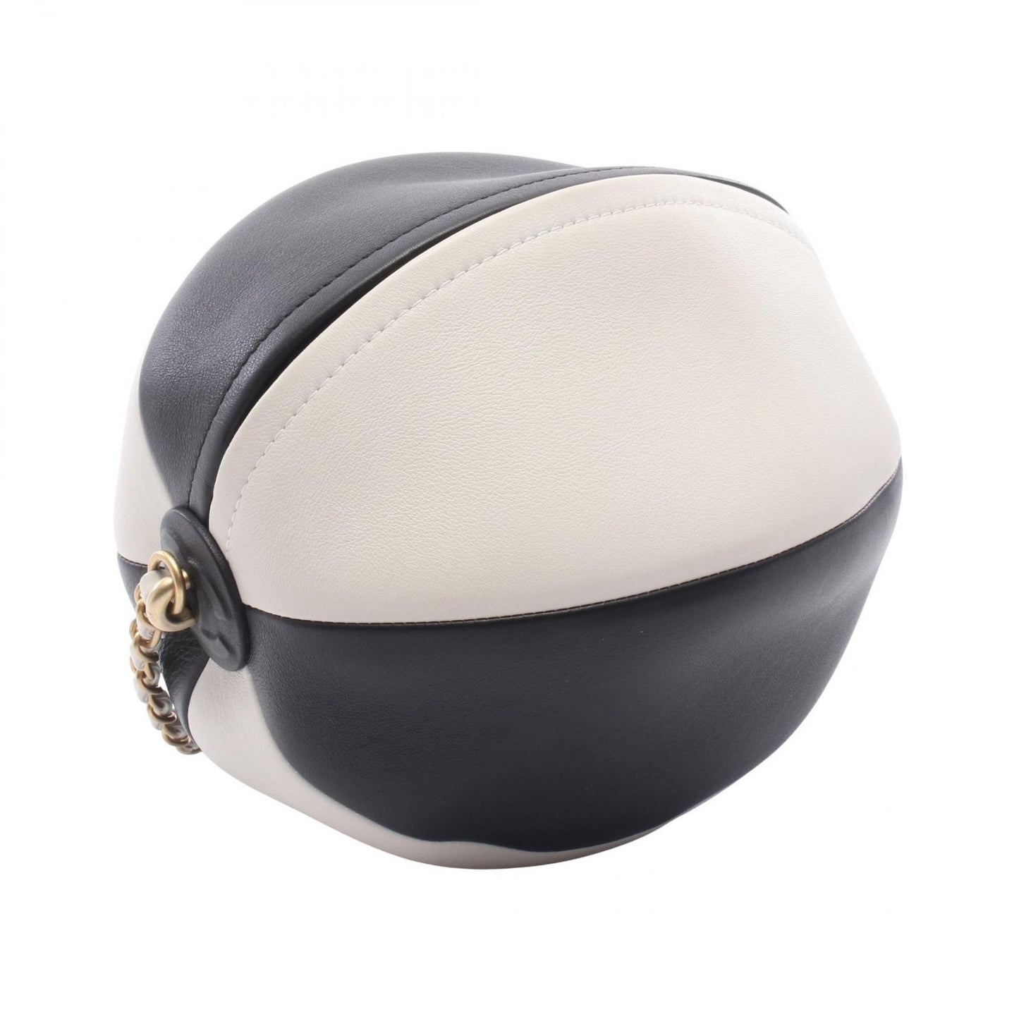 Chanel Shoulder Bag Beach Ball Black White Leather Chain — view 2