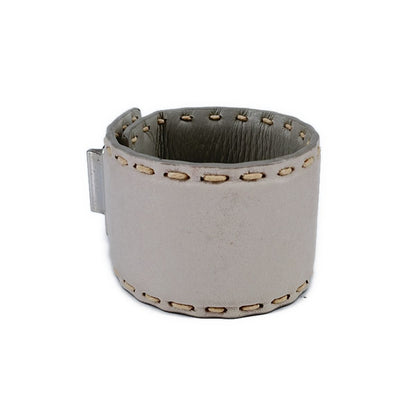 Prada Leather Stitch Turnlock Bracelet Silver White — view 3