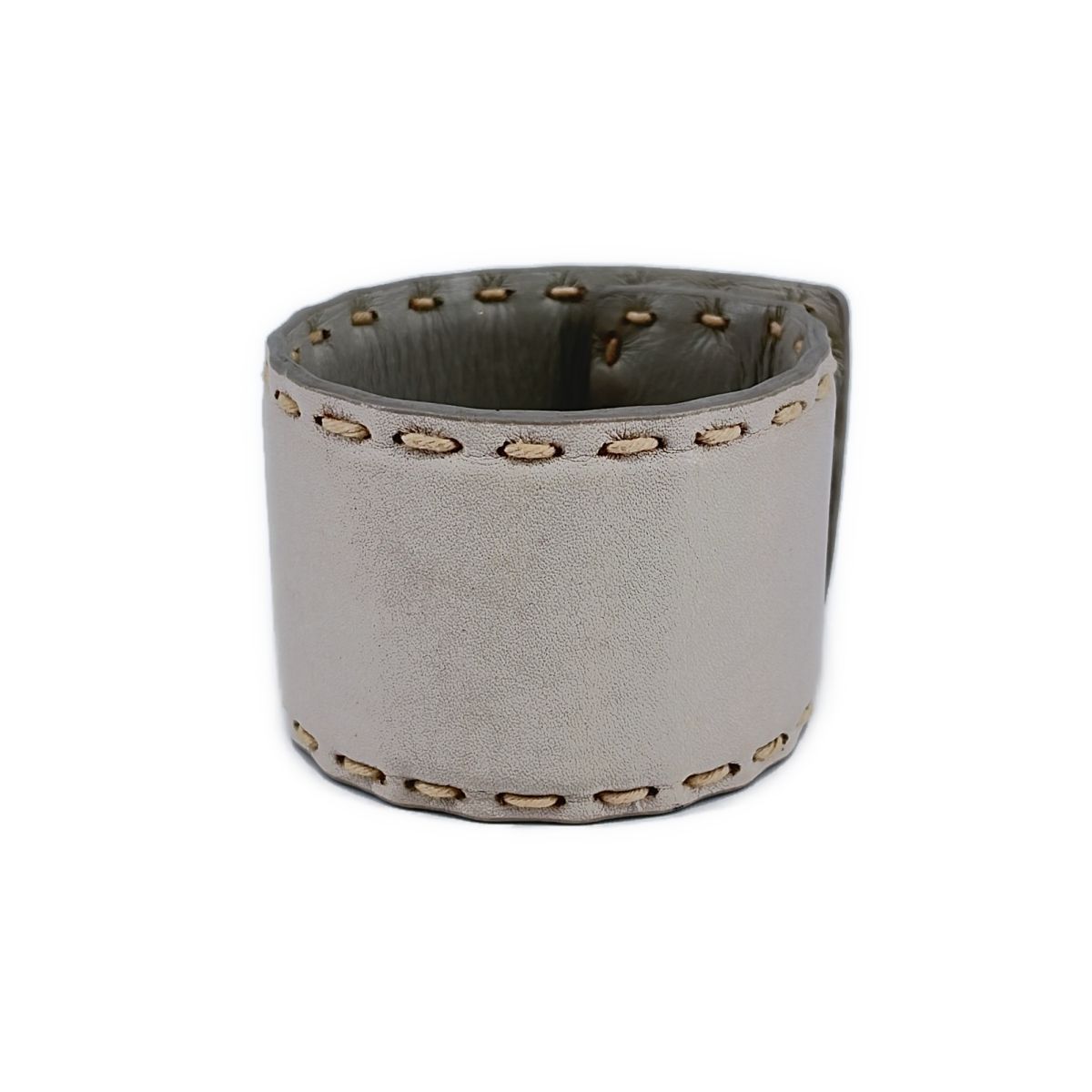 Prada Leather Stitch Turnlock Bracelet Silver White — view 2