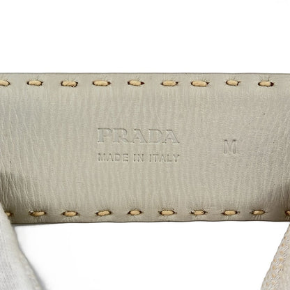 Prada Leather Stitch Turnlock Bracelet Silver White — view 6