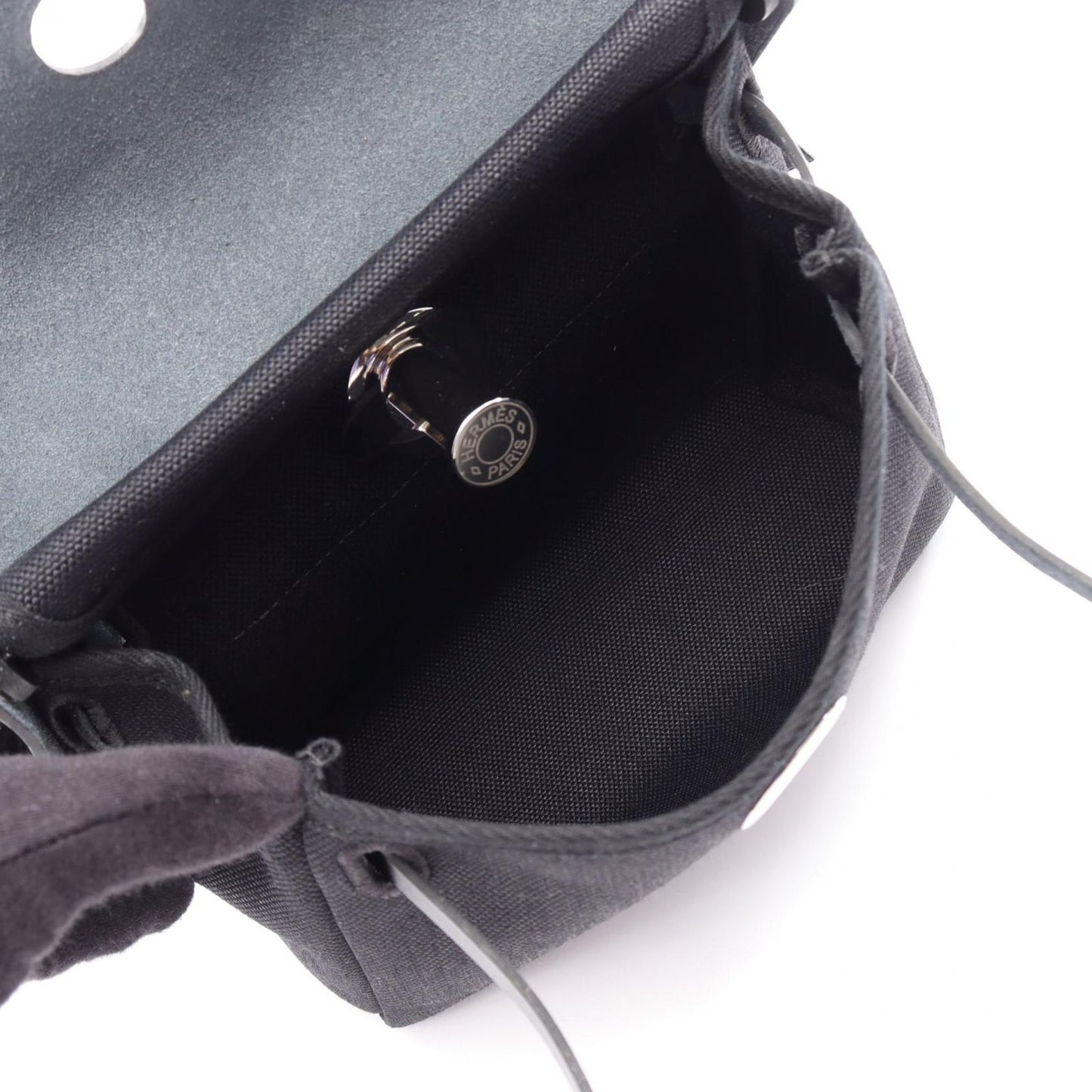Hermes Shoulder Bag Herbag Zip Mini Black Canvas Leather — view 3
