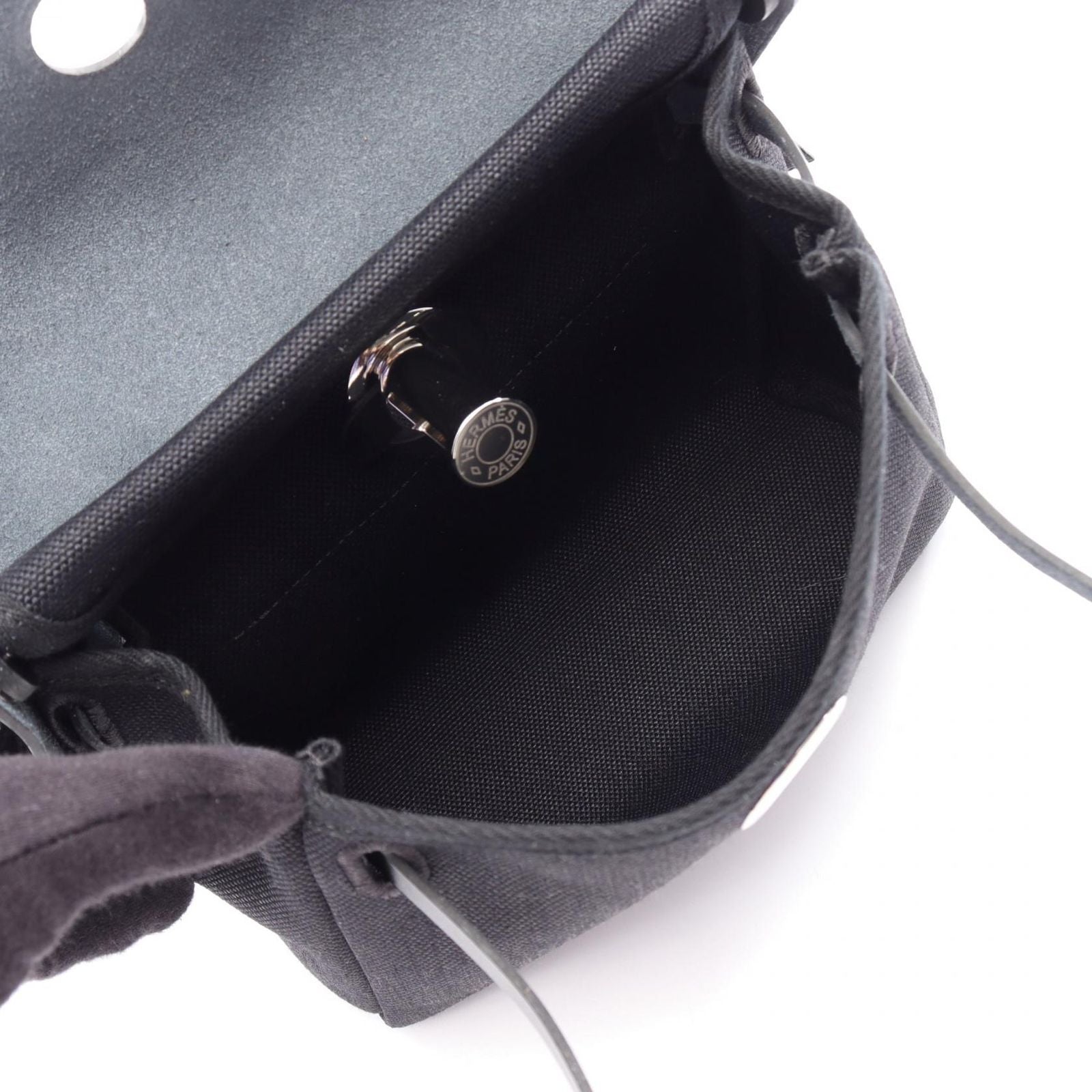 Hermes Shoulder Bag Herbag Zip Mini Black Canvas Leather — view 3
