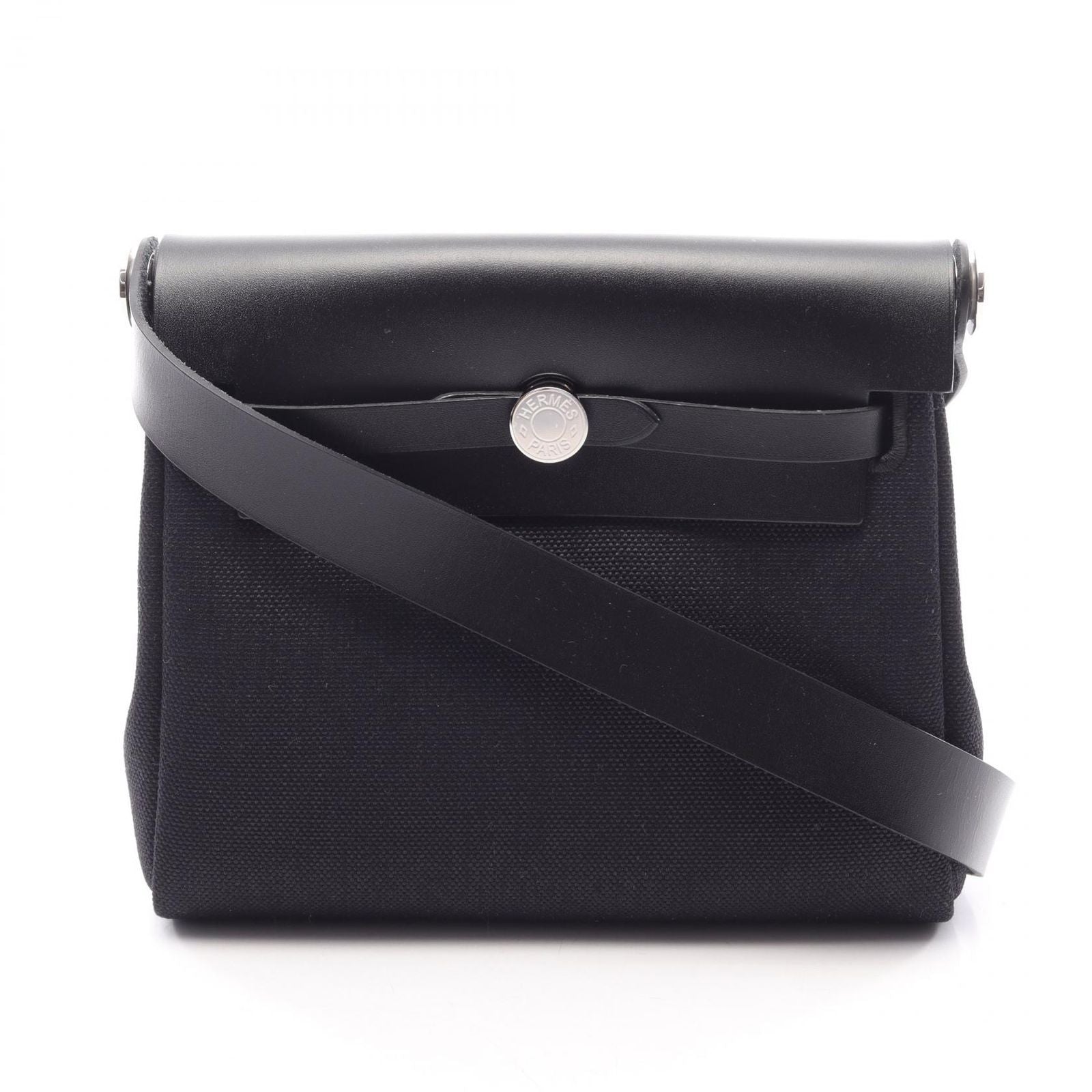 Hermes Shoulder Bag Herbag Zip Mini Black Canvas Leather