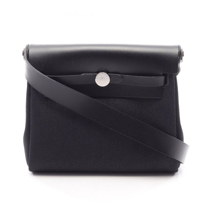 Hermes Shoulder Bag Herbag Zip Mini Black Canvas Leather