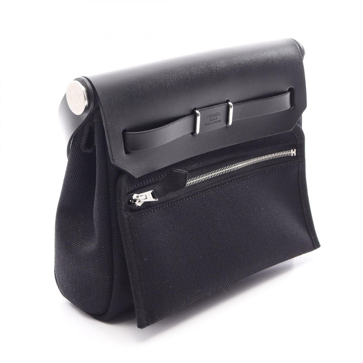 Hermes Shoulder Bag Herbag Zip Mini Black Canvas Leather — view 2