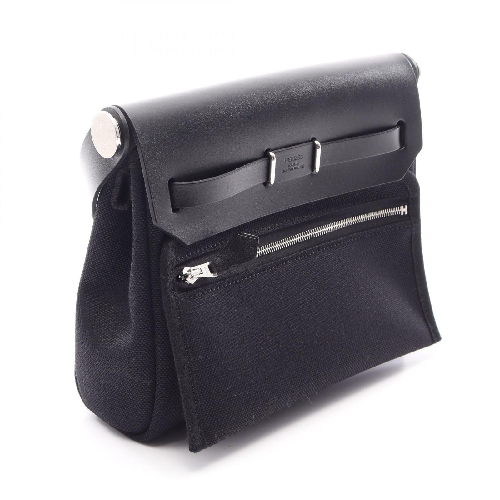 Hermes Shoulder Bag Herbag Zip Mini Black Canvas Leather — view 2