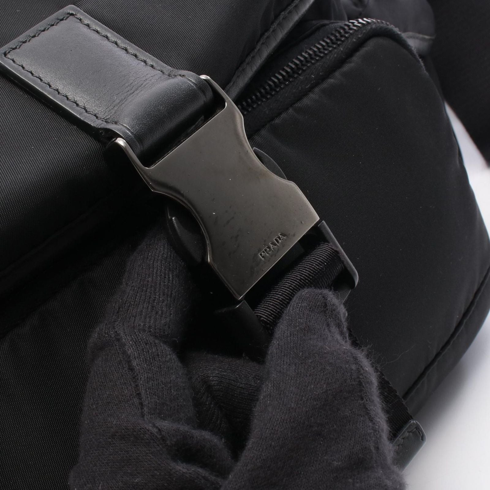 Prada Shoulder Bag Black Nylon Leather — view 8