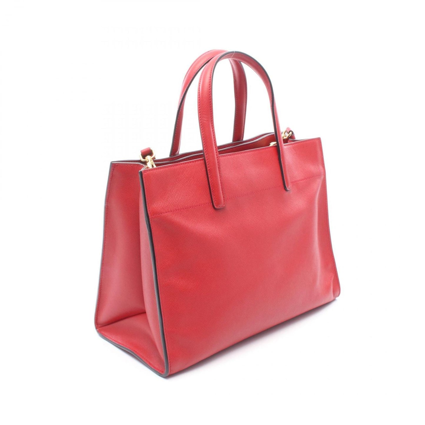 Prada Handbag Saffiano Soft 2-Way Red Leather Triangle Logo — view 2