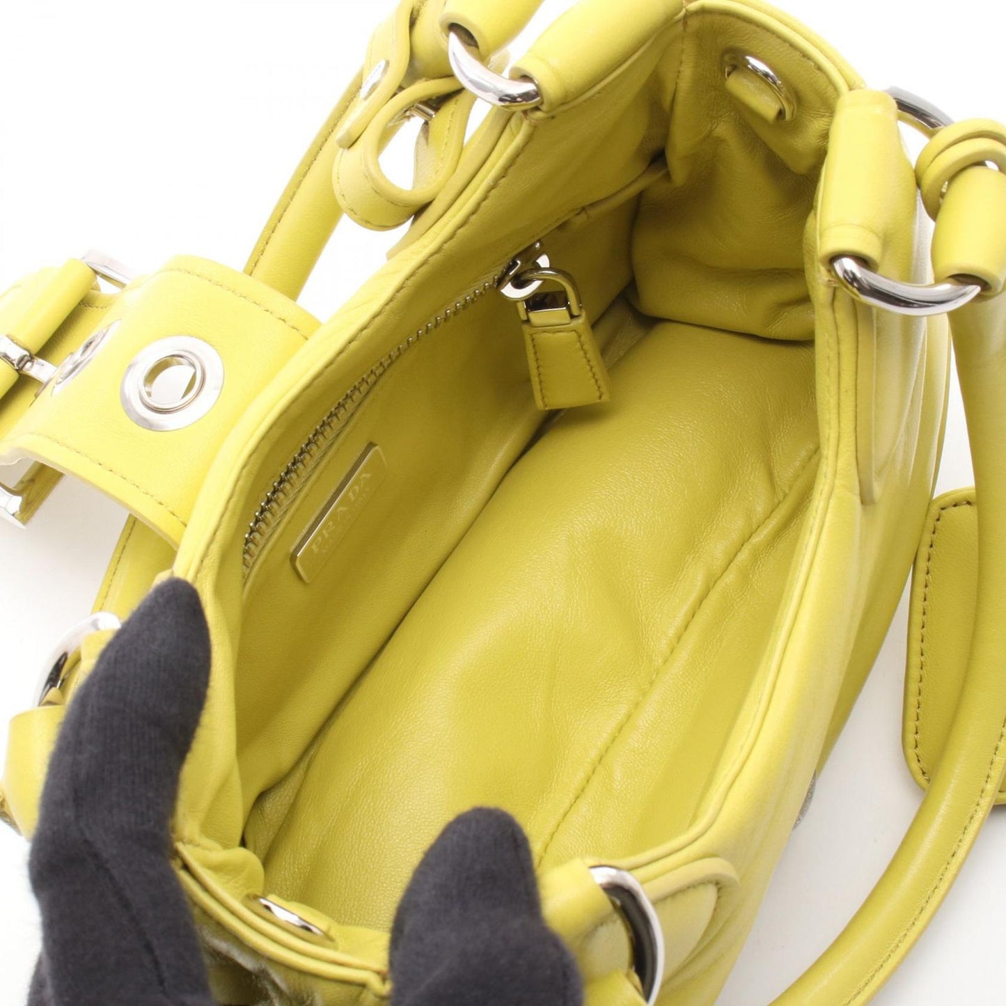 Prada Handbag Moon 2-Way Yellow Leather — view 3