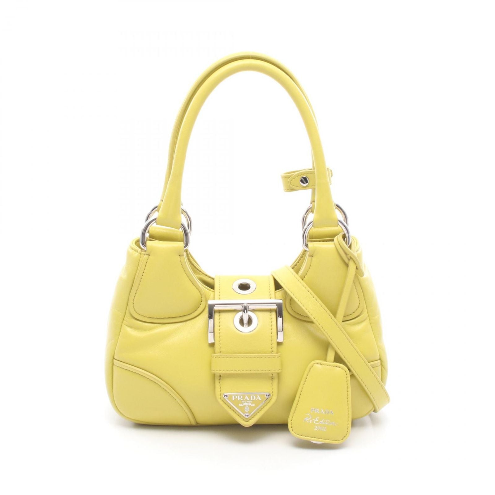 Prada Handbag Moon 2-Way Yellow Leather