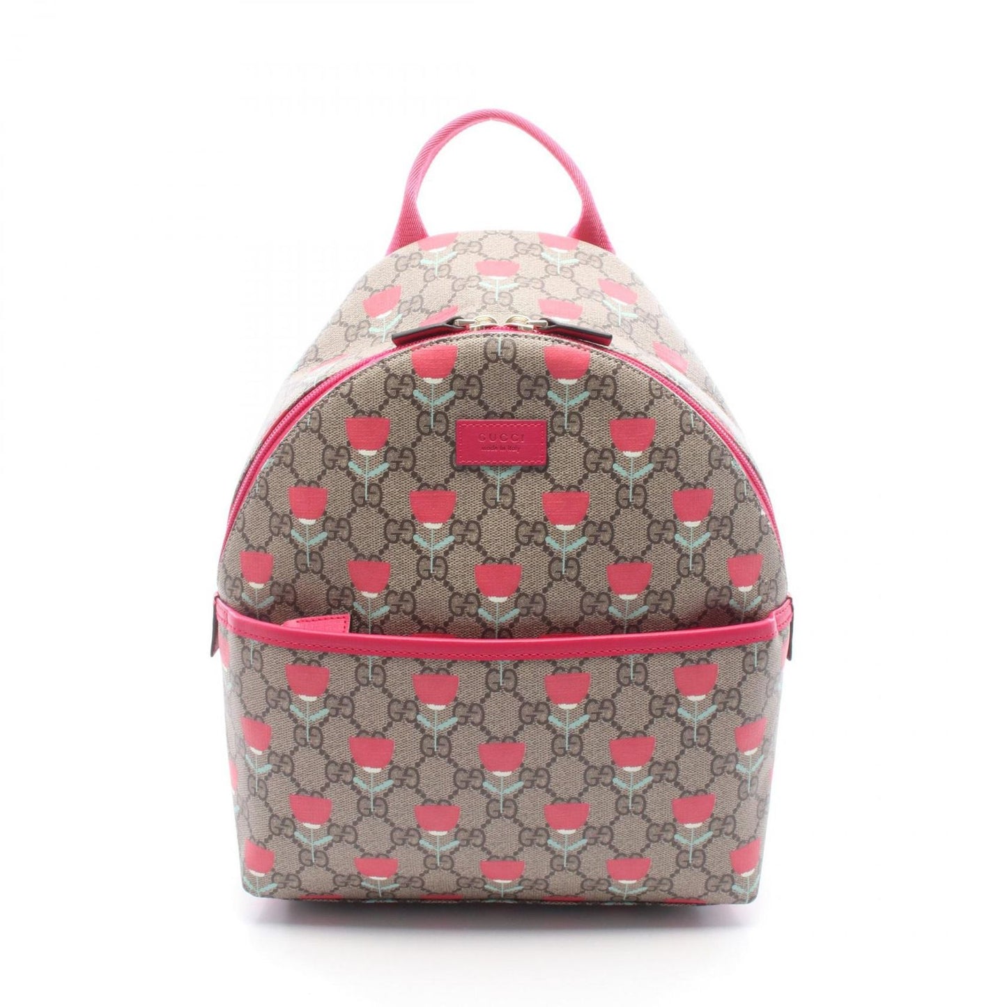 Gucci Backpack Children GG Supreme Kim Seung Yeon Flower Print Beige Magenta