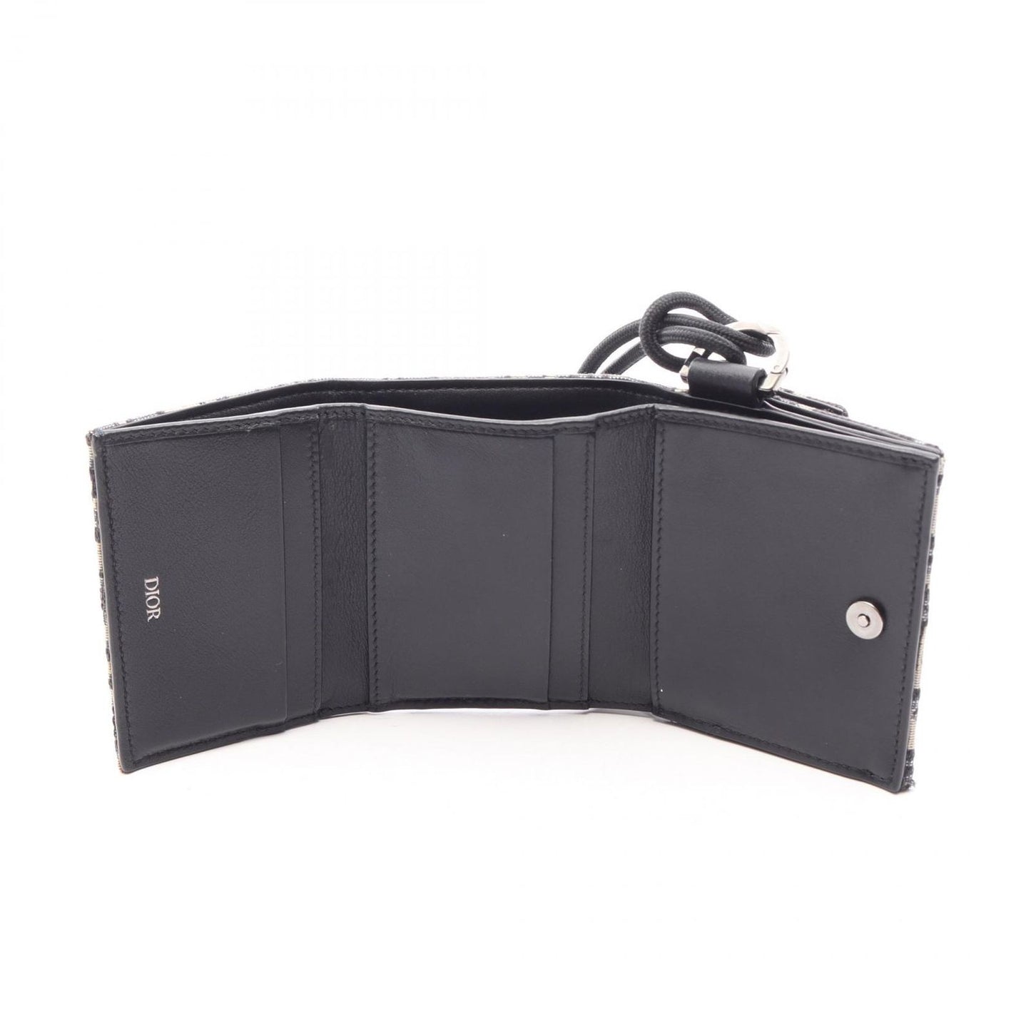 Dior Trifold Wallet Oblique Jacquard Navy Canvas — view 3
