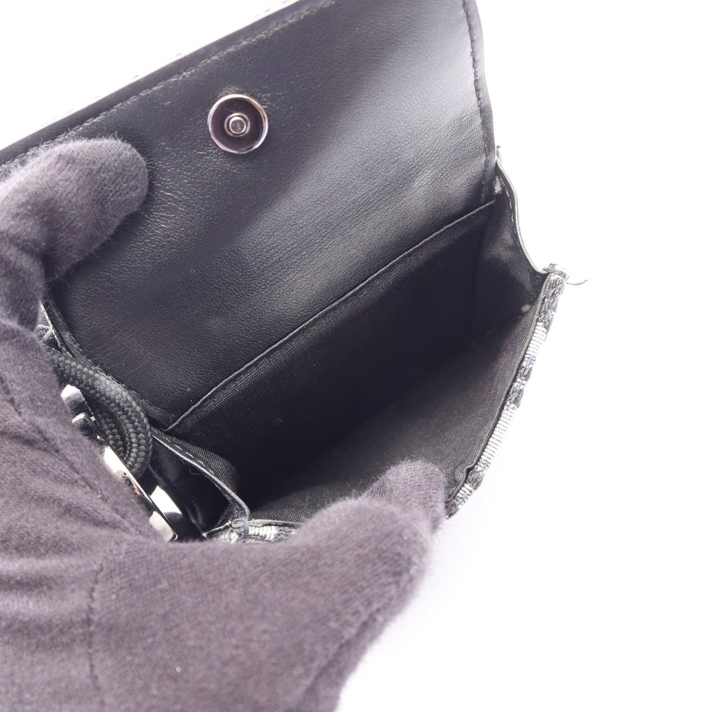 Dior Trifold Wallet Oblique Jacquard Navy Canvas — view 4