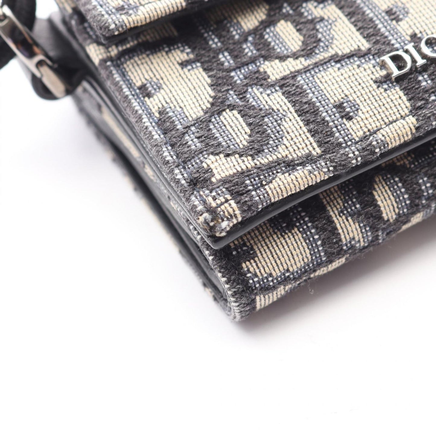 Dior Trifold Wallet Oblique Jacquard Navy Canvas — view 9