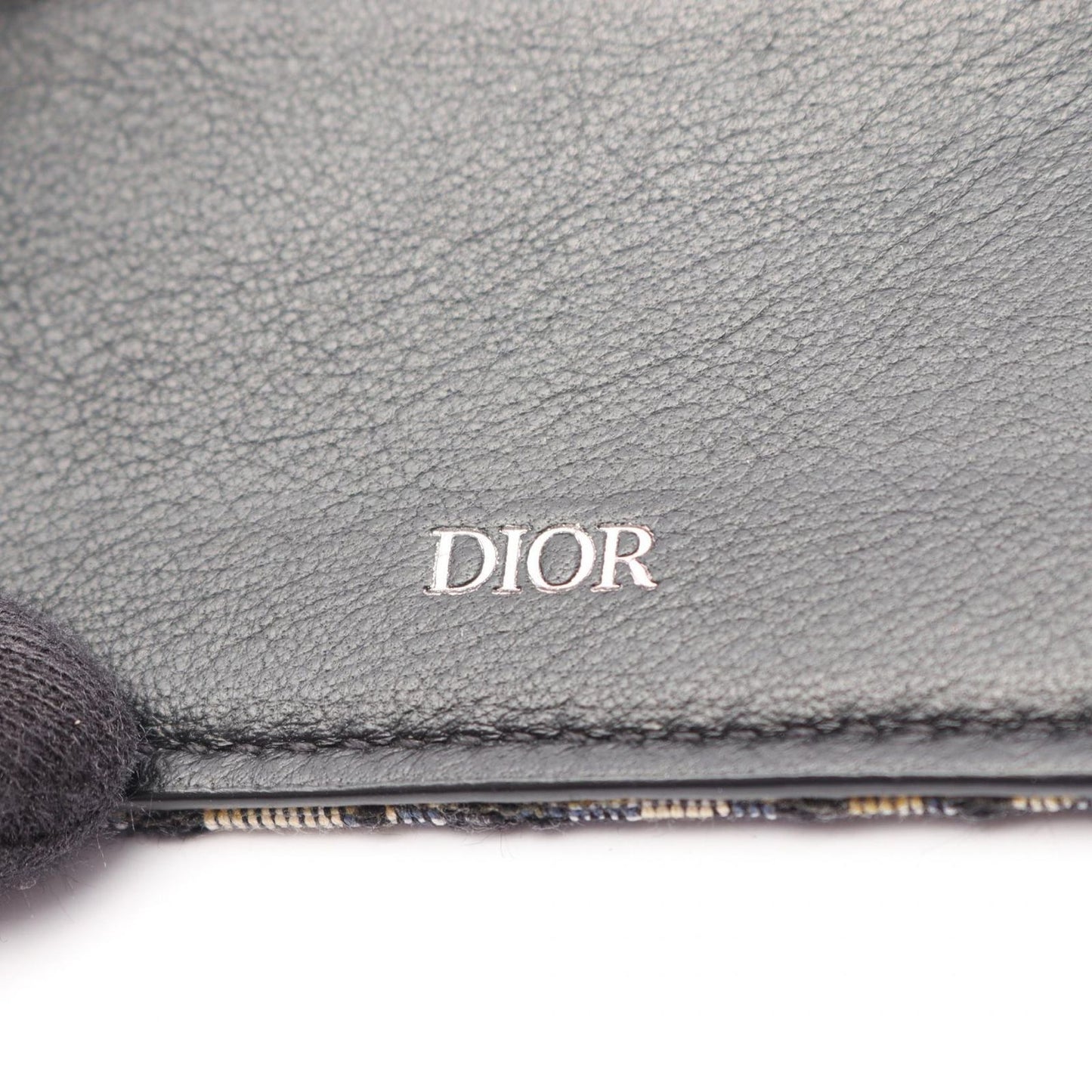 Dior Trifold Wallet Oblique Jacquard Navy Canvas — view 5