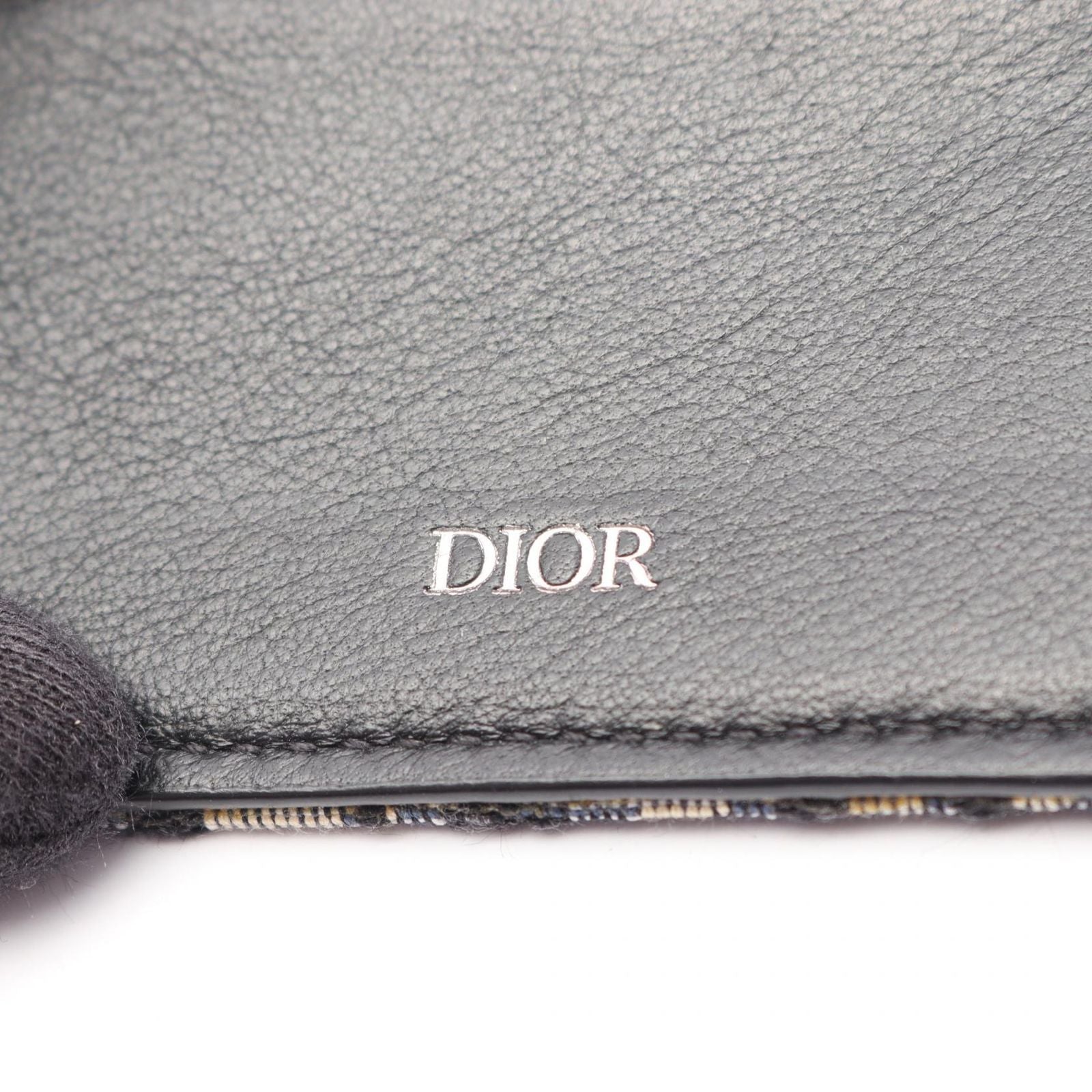 Dior Trifold Wallet Oblique Jacquard Navy Canvas — view 5