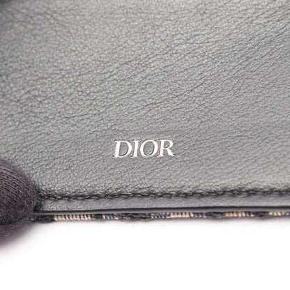 Dior Trifold Wallet Oblique Jacquard Navy Canvas — view 5
