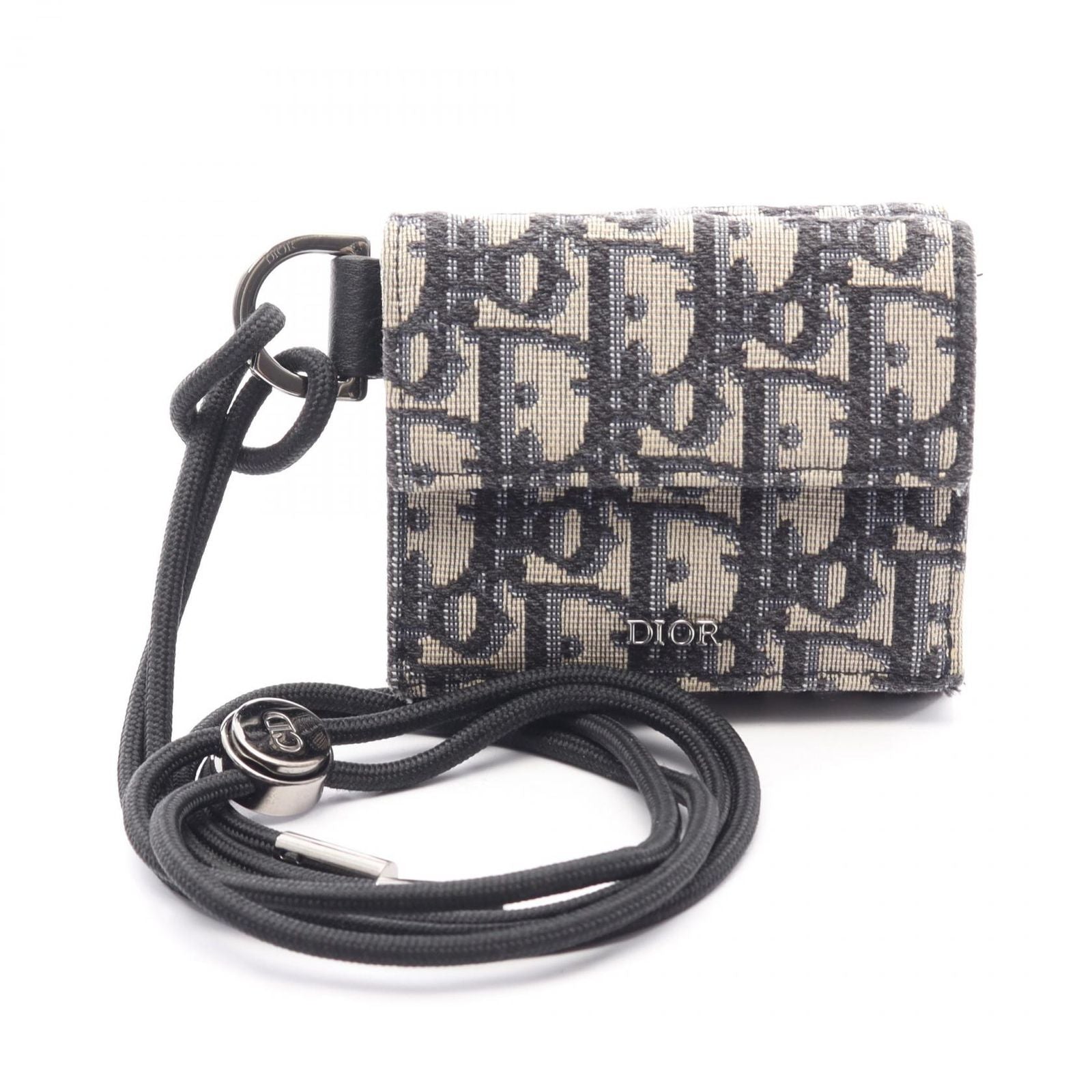 Dior Trifold Wallet Oblique Jacquard Navy Canvas