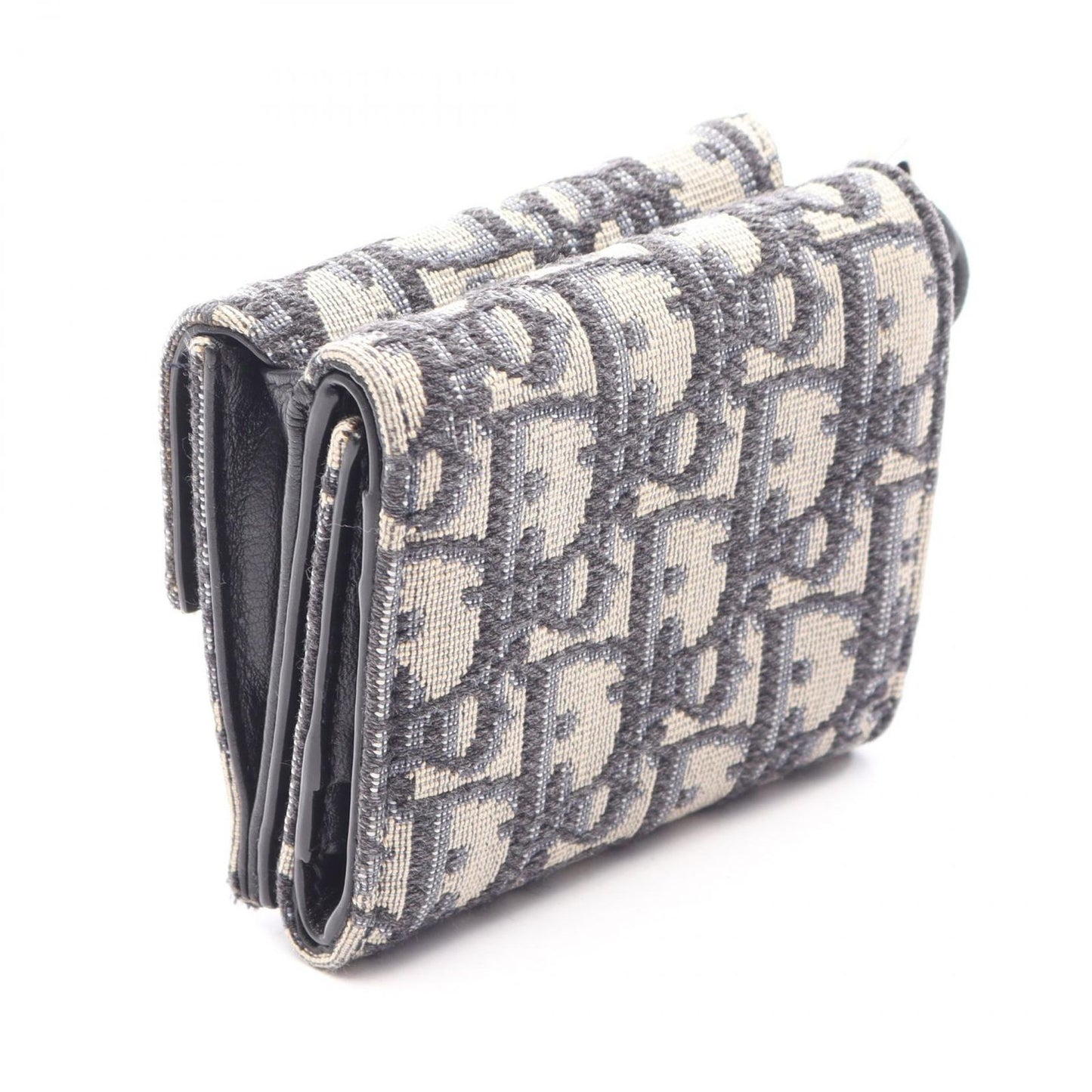 Dior Trifold Wallet Oblique Jacquard Navy Canvas — view 2