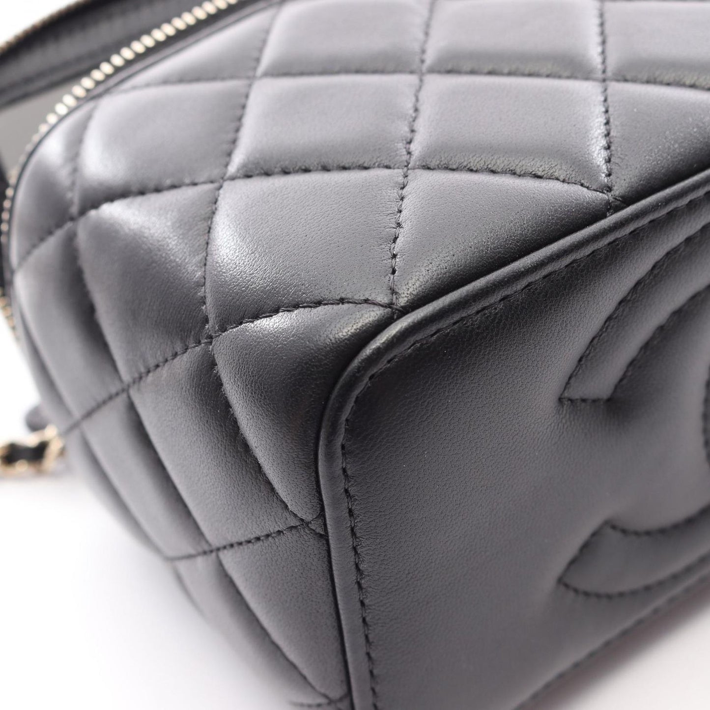 Chanel Shoulder Bag Quilted Vanity 2-Way Black Lambskin Chain — view 7