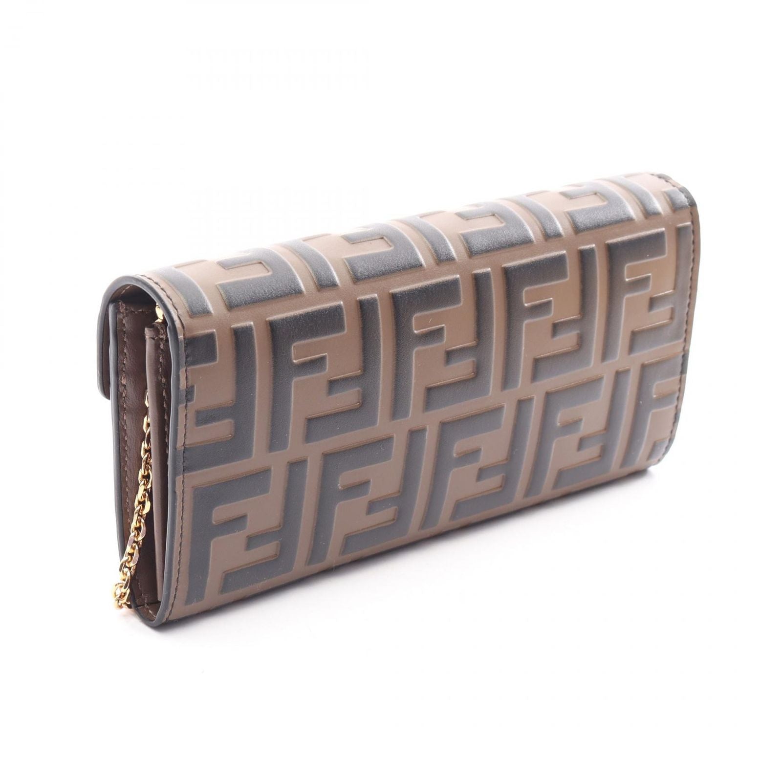 Fendi Shoulder Bag FF Diamond Brown Leather — view 2