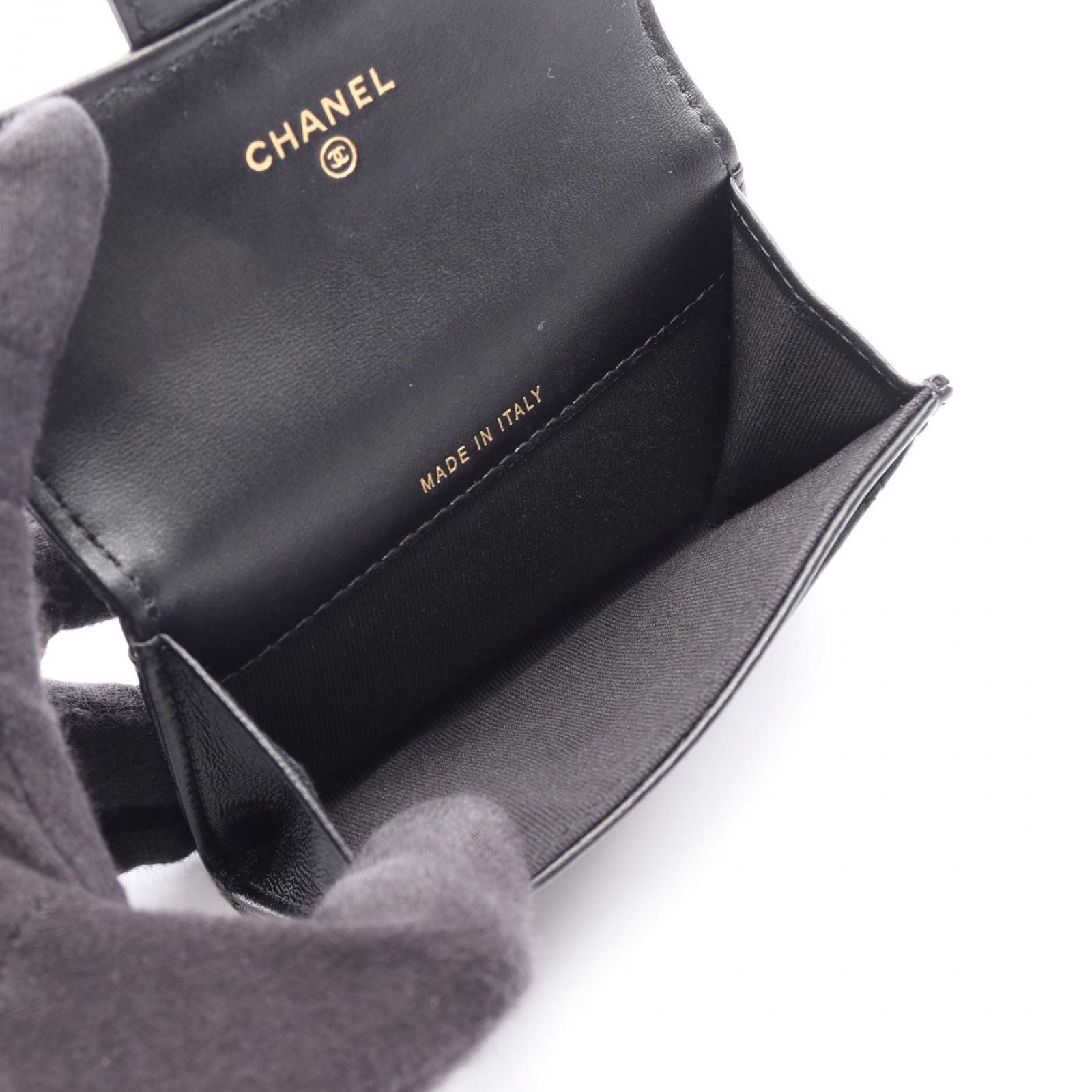Chanel Card Case Quilted Black Lambskin — view 3