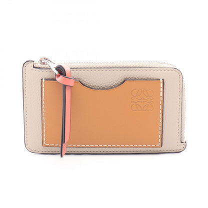 Loewe Coin Case Anagram Card Holder Gray Camel Leather