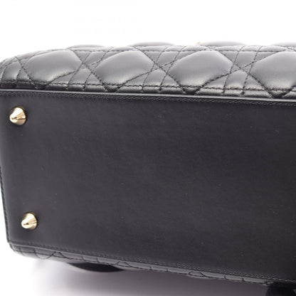 Dior Handbag Lady Dior Cannage 2-Way Black Leather Tote — view 6