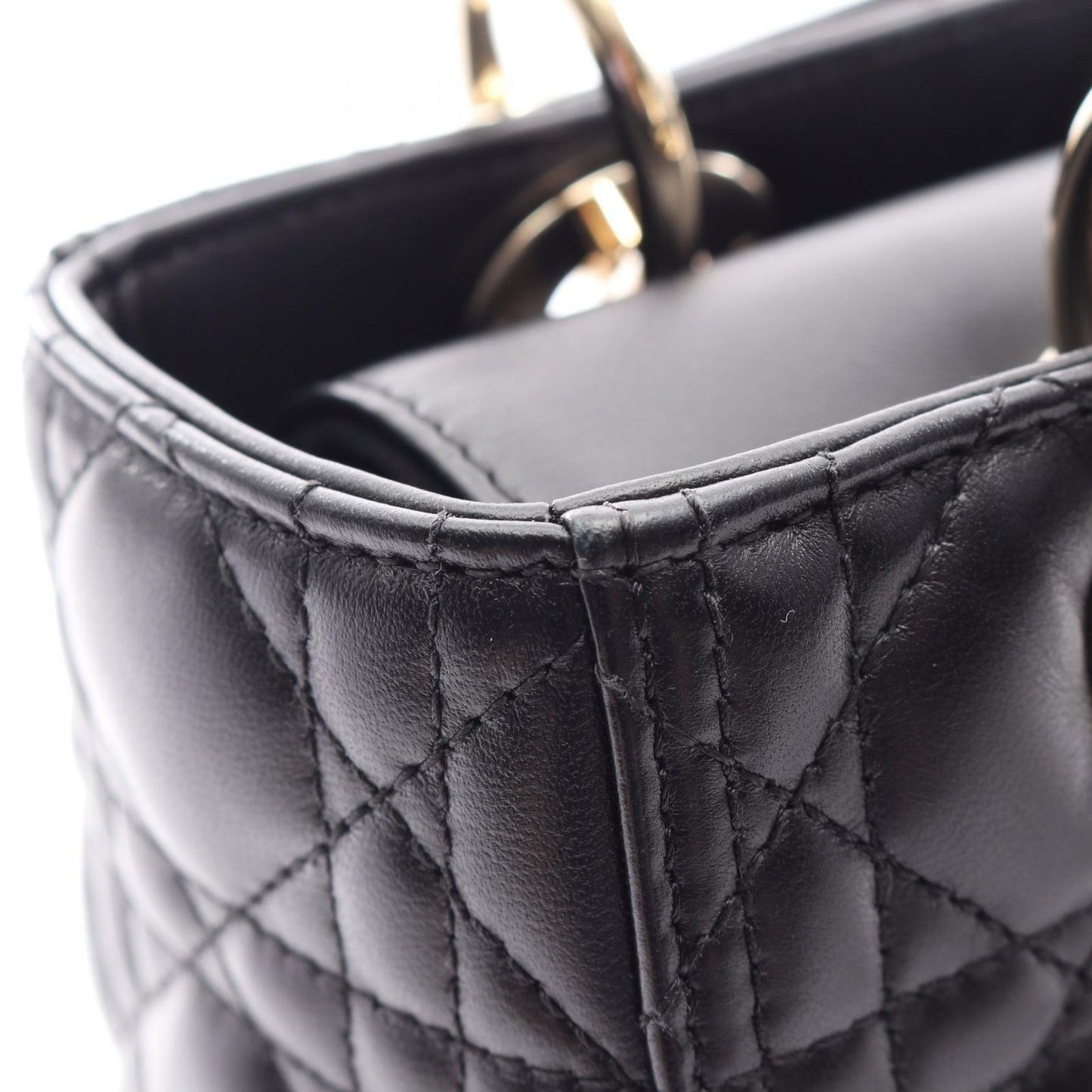 Dior Handbag Lady Dior Cannage 2-Way Black Leather Tote — view 5