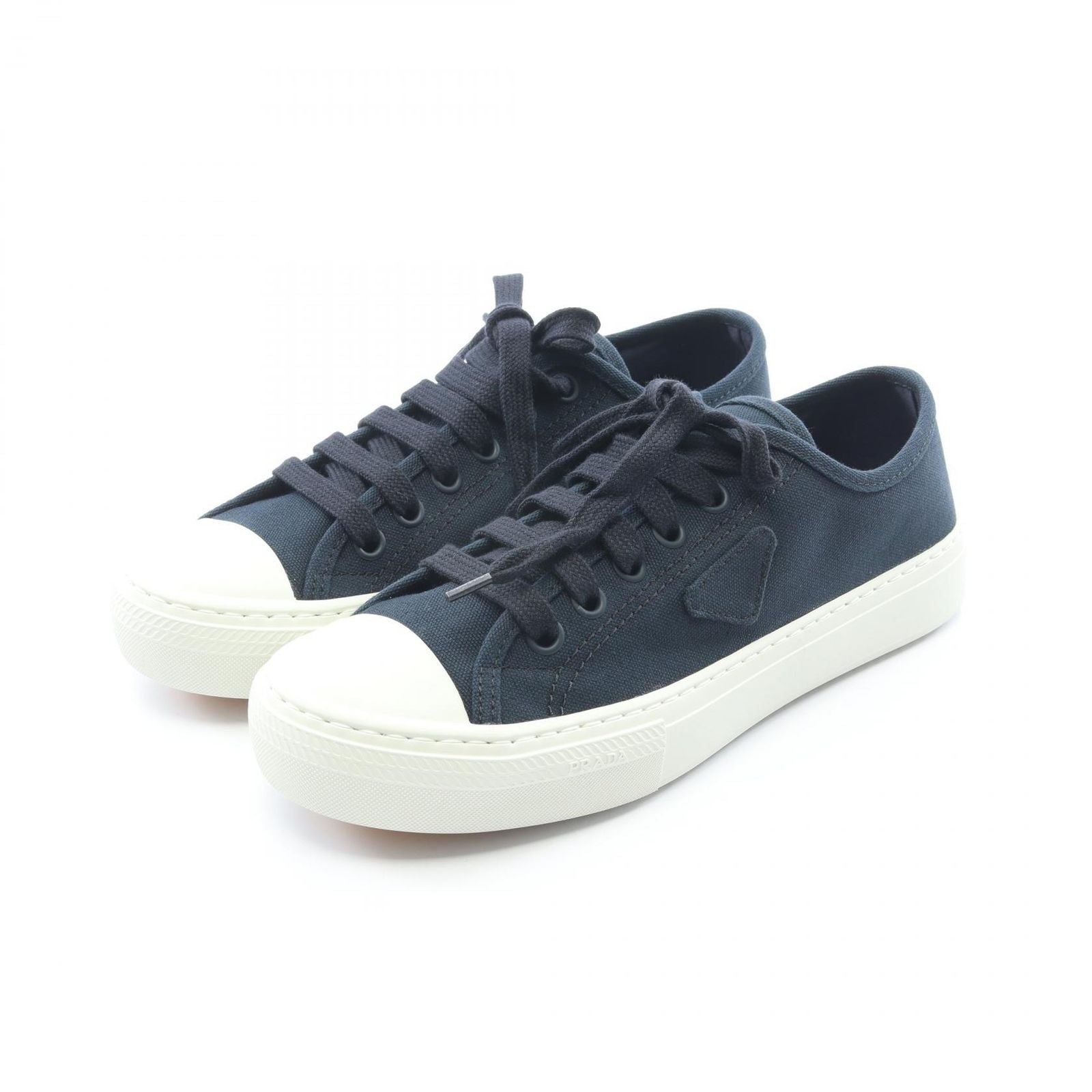 Prada Sneakers Triangle Patch Navy Canvas Logo