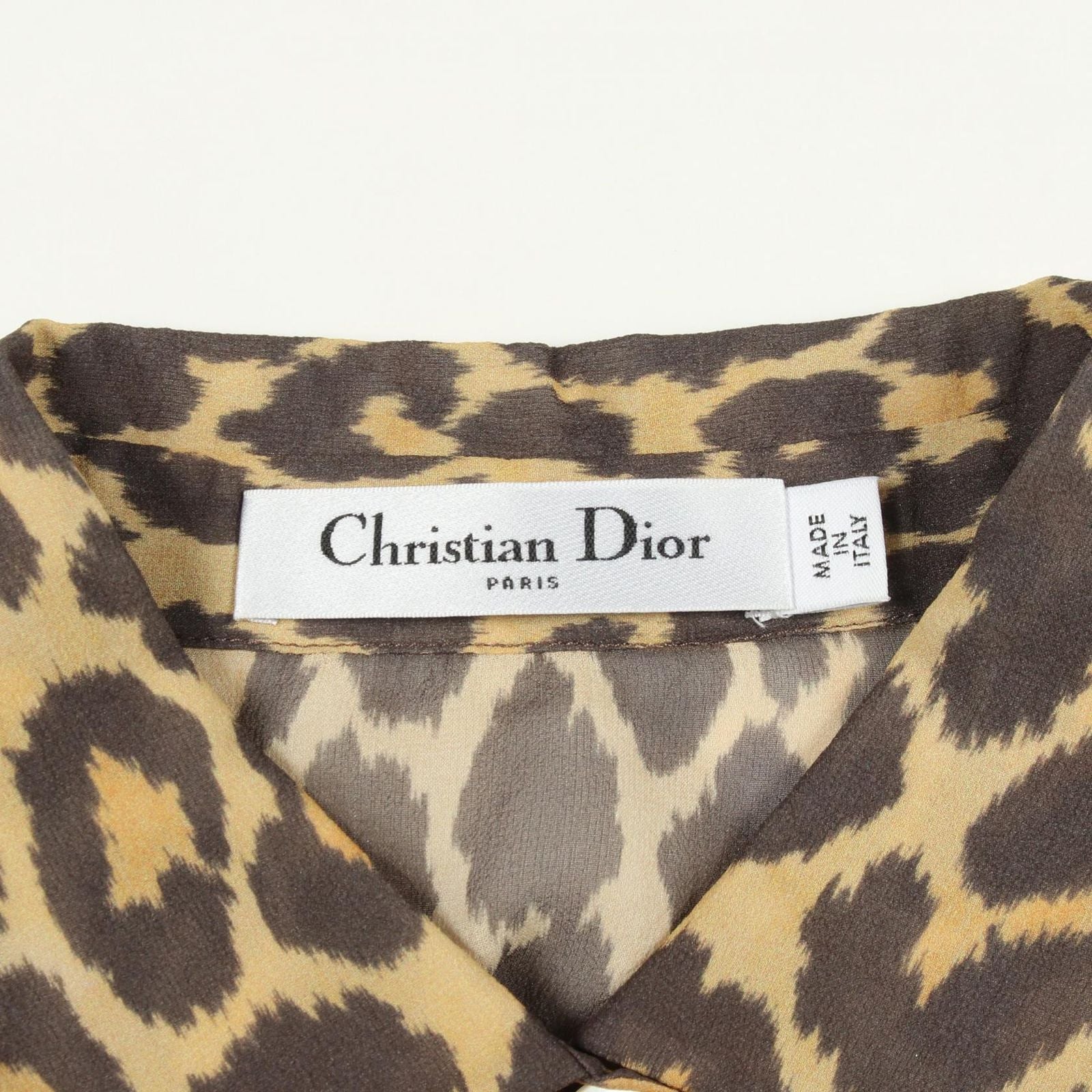 Dior Bee Embroidery Leopard Sheath Long Sleeve Silk Shirt — view 3