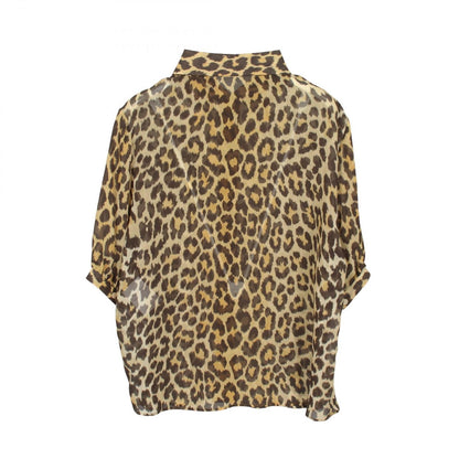 Dior Bee Embroidery Leopard Sheath Long Sleeve Silk Shirt — view 2