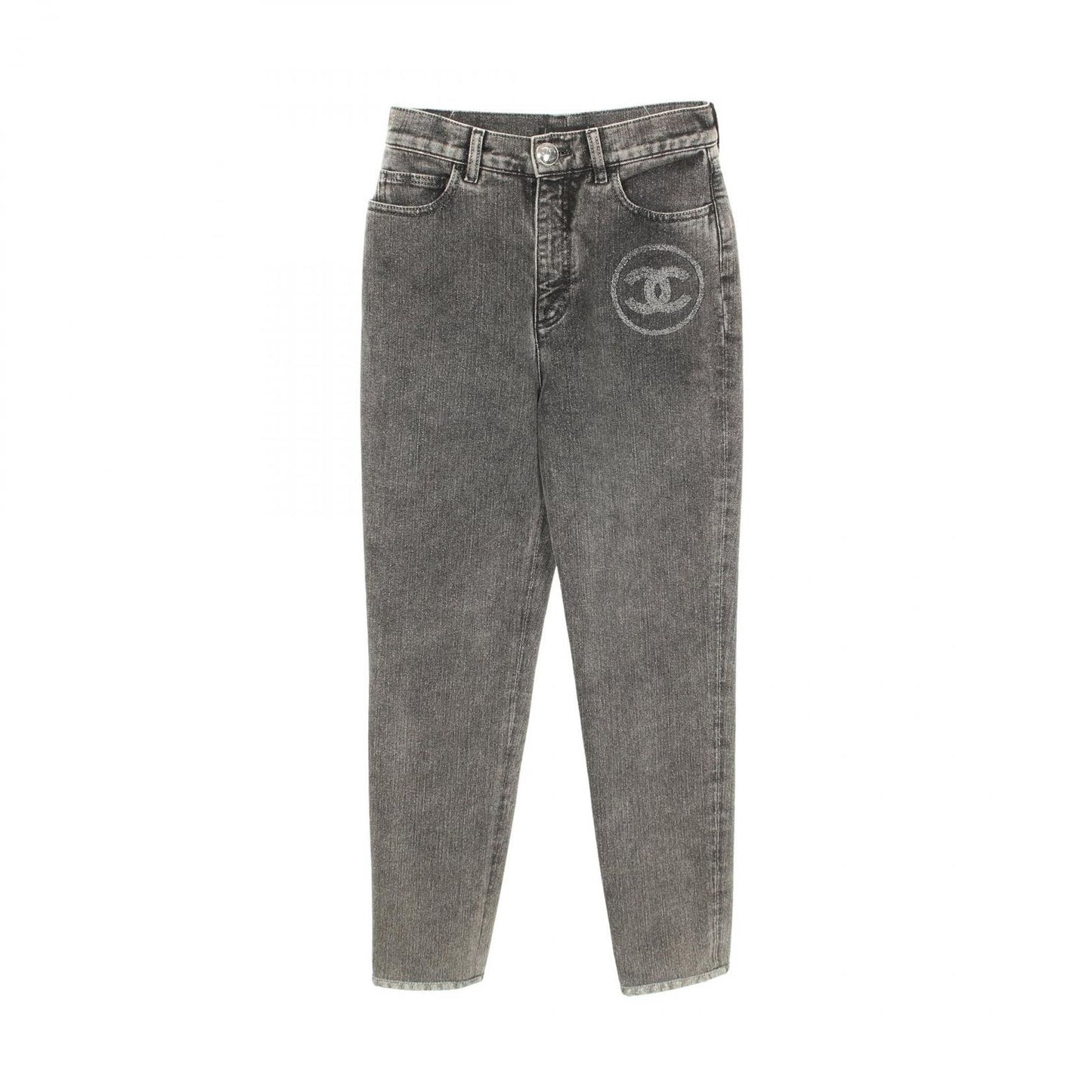 Chanel Denim Pants CC Logo Cotton