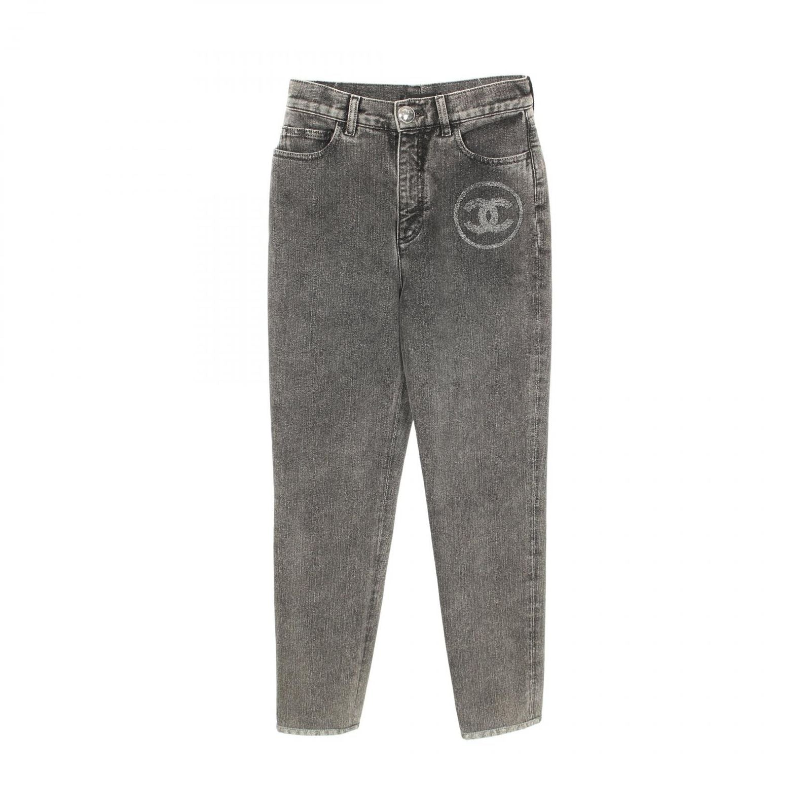 Chanel Denim Pants CC Logo Cotton