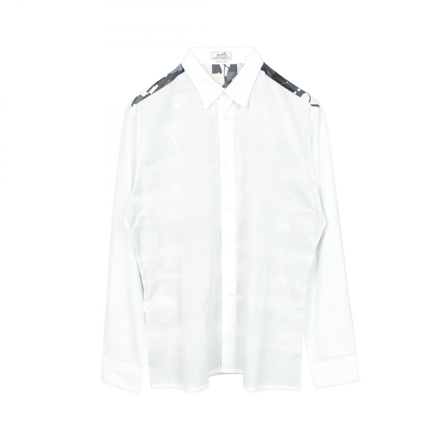 Hermes Series Button Back Print Long Sleeve Cotton Shirt