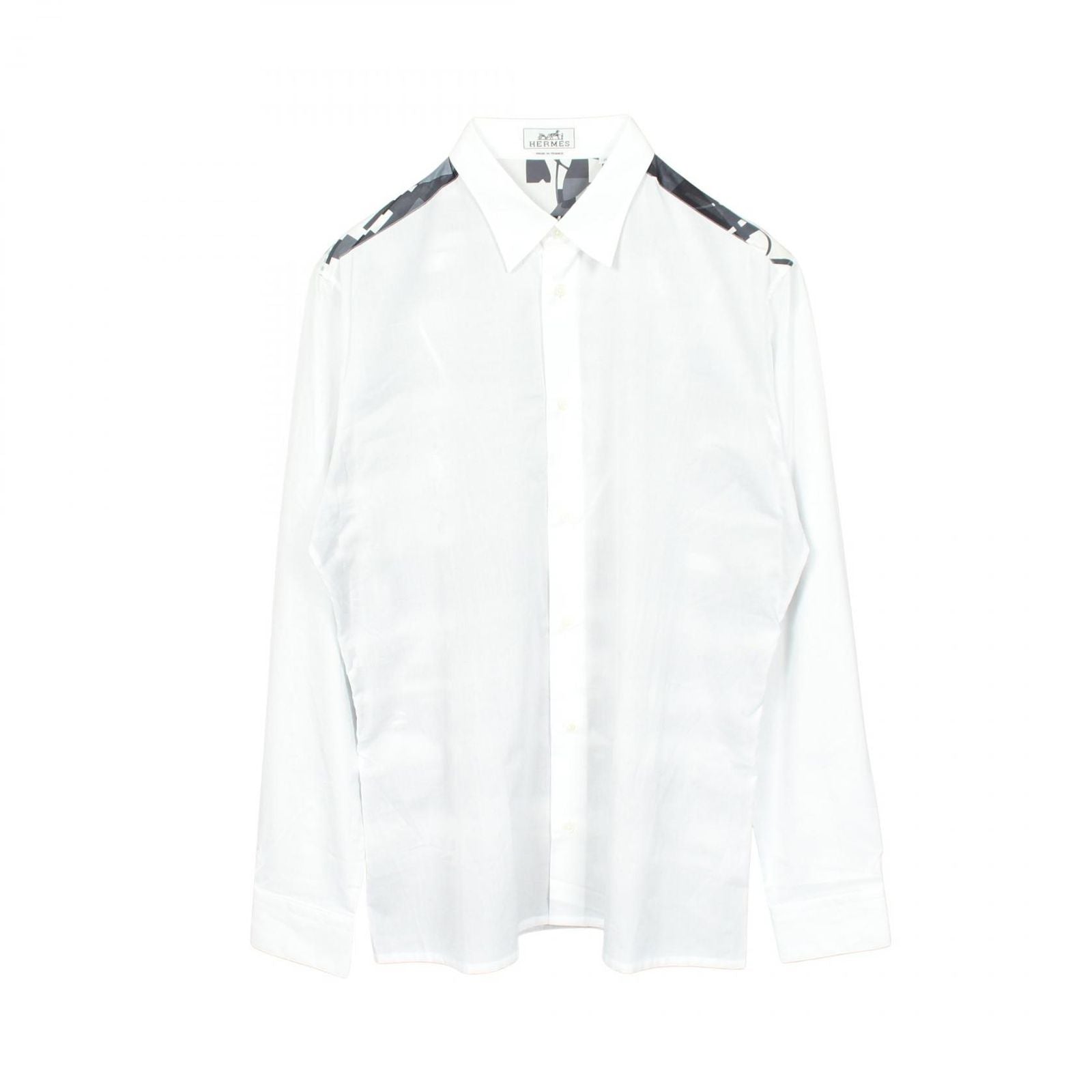 Hermes Series Button Back Print Long Sleeve Cotton Shirt