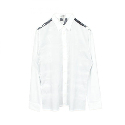 Hermes Series Button Back Print Long Sleeve Cotton Shirt